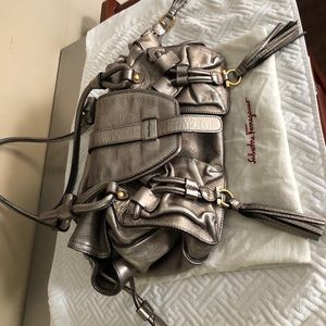 Silver Ferragamo Shoulder Bag